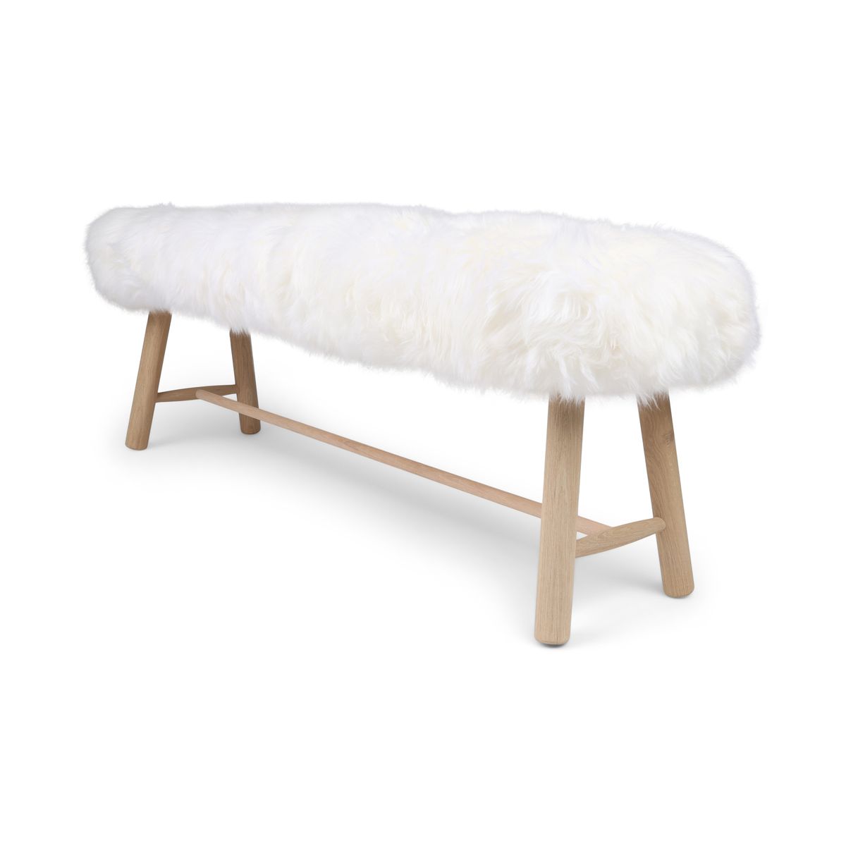 Bench with New Zealand Long Wool Sheepskin | Oak Legs Ivory