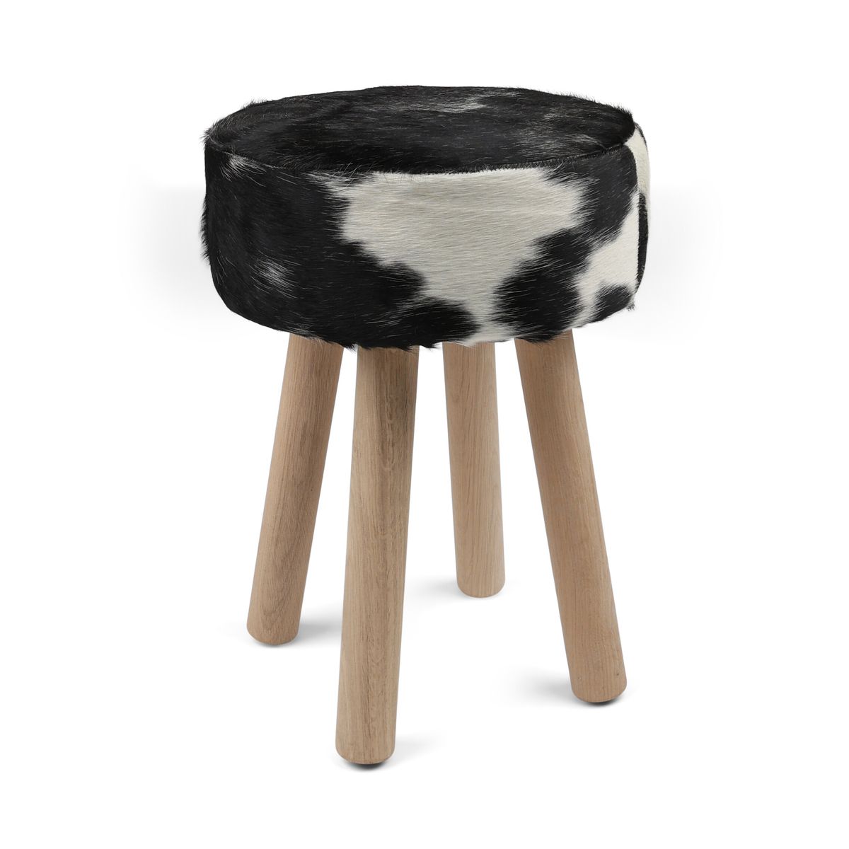 Cowhide Stool Black/White