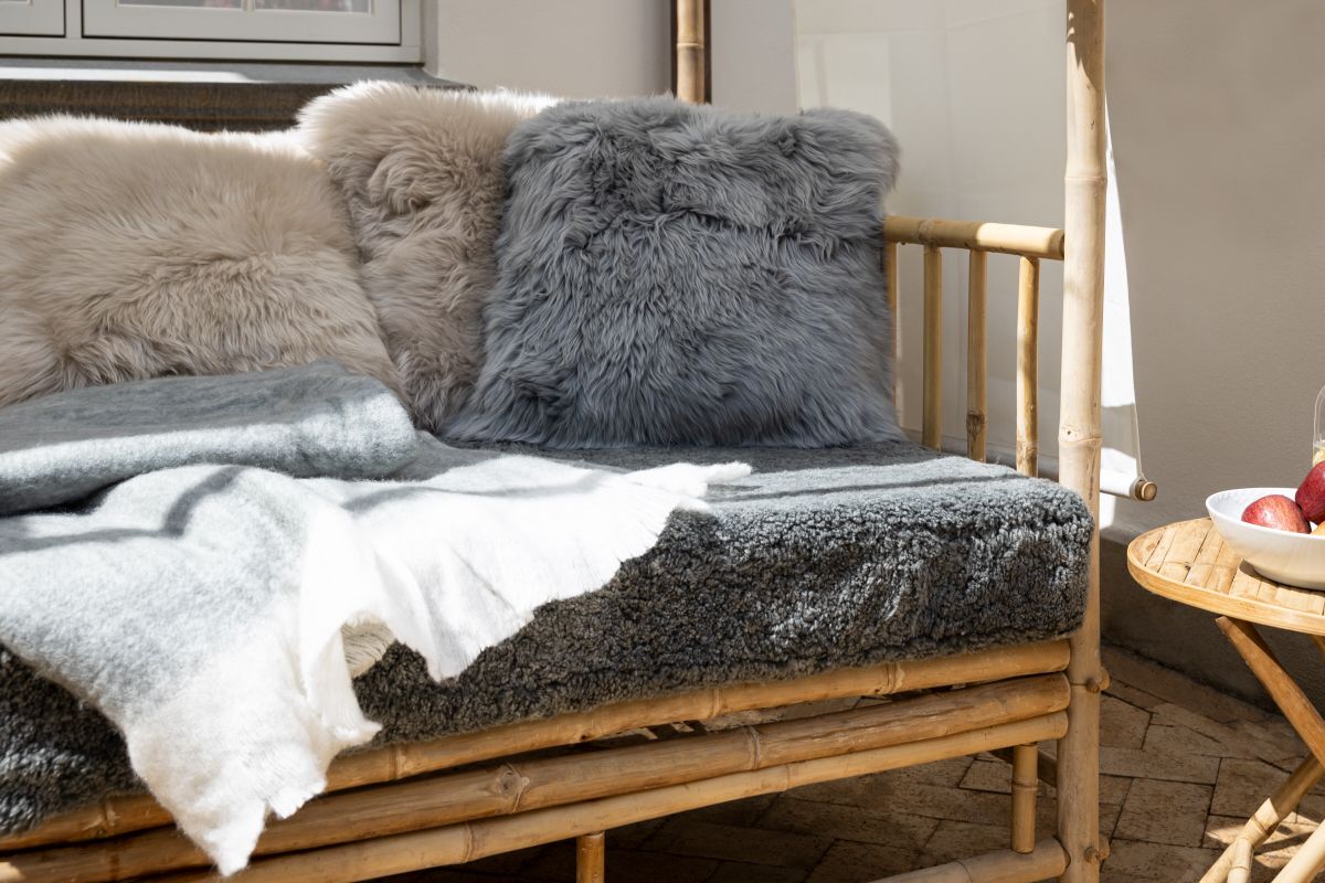Throw of Mohair Wool | 51x67 in Light Grey