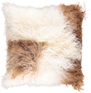 Curly Cushion | 16x16 in White/Brown/Mix