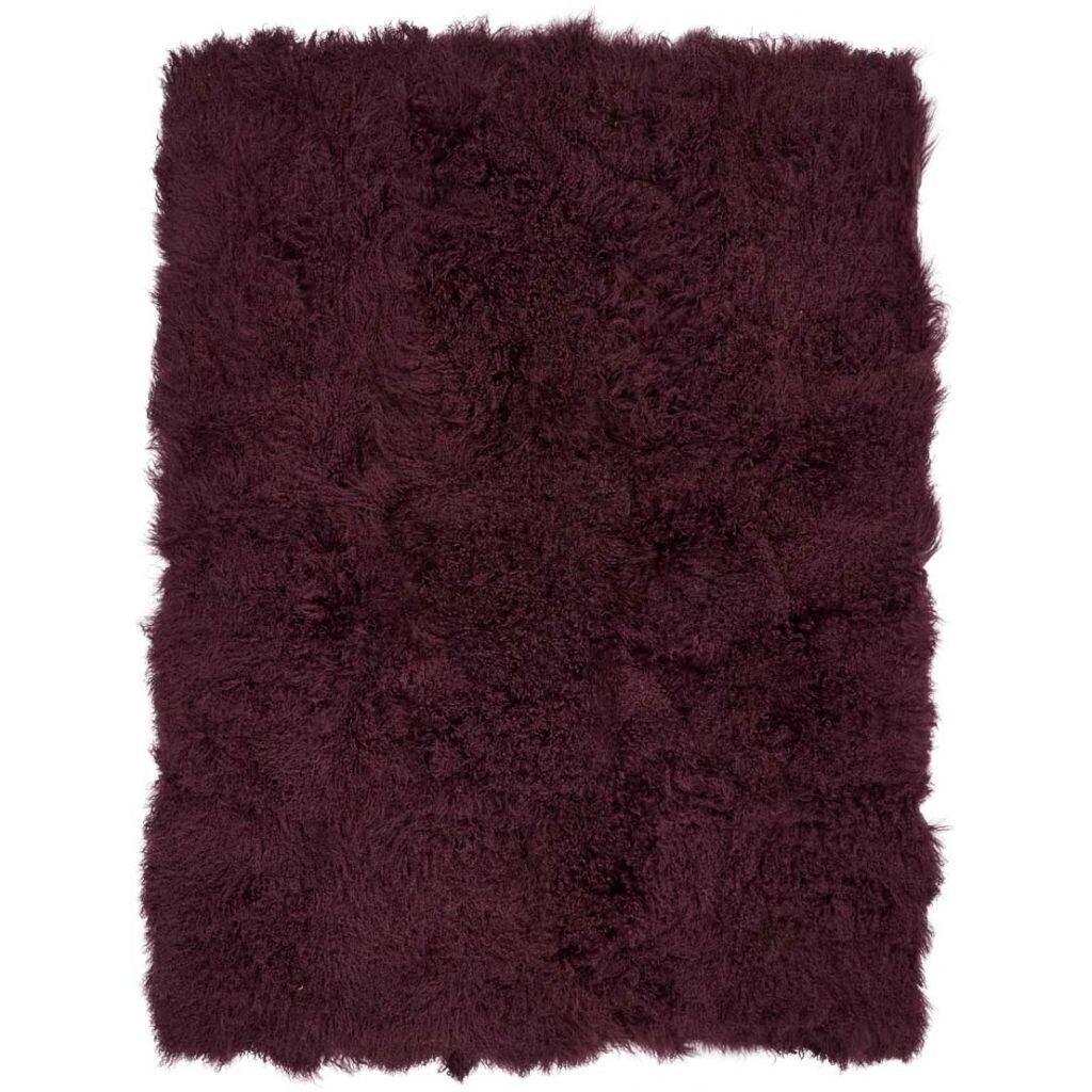 Throw of Curly Sheepskin | 55x71 in Aubergine