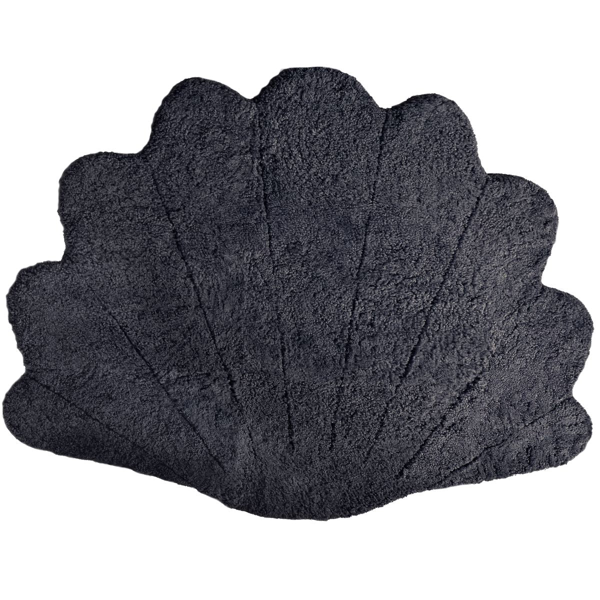 Short Wool Curly Sheepskin Shell Design Rug | 83x59 in Anthracite
