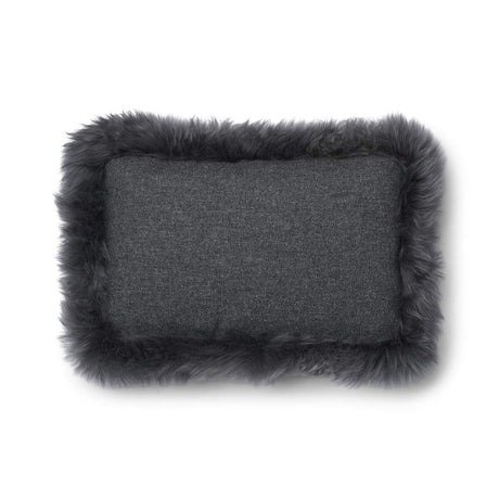Wool Cushion | LW trim | 20x20 in | 13x20 in Rock/Steel