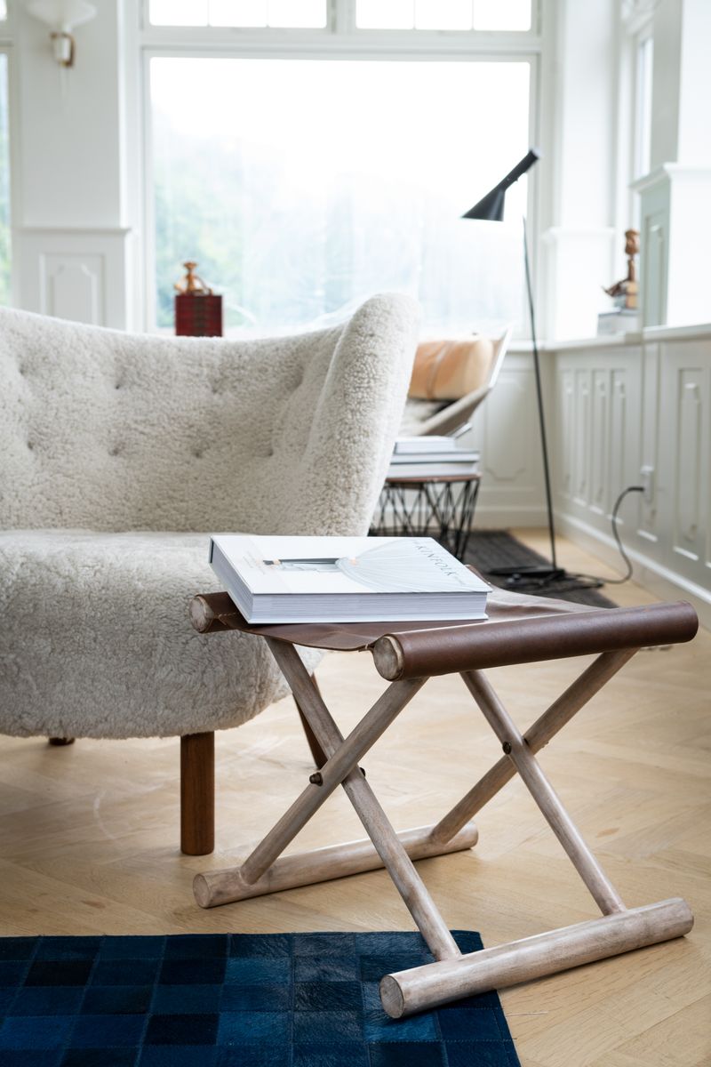 Calf leather Stool |16x13x16 in Dark Brown