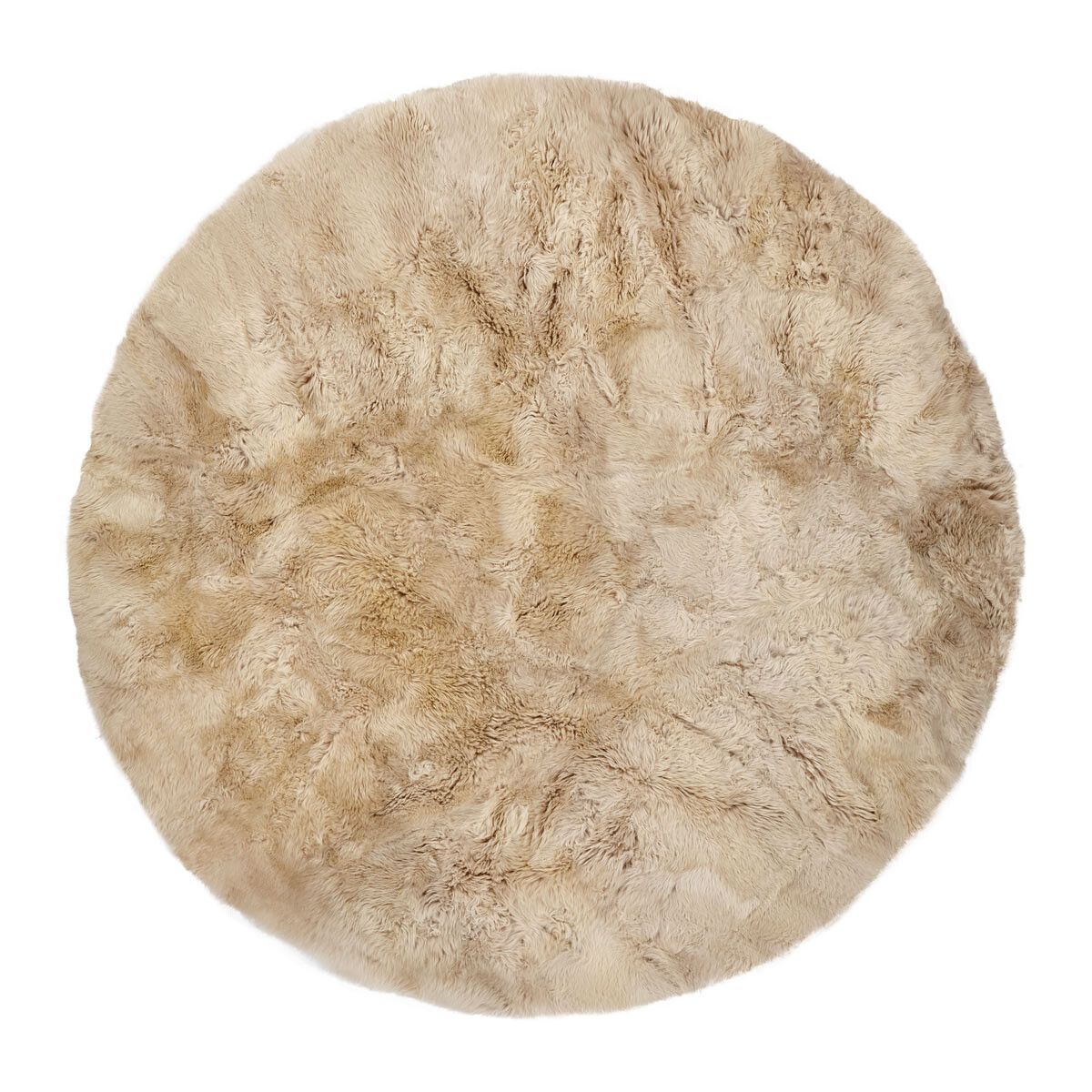Long Wool Sheepskin Design Rug | D71 in | D98,5 in Linen