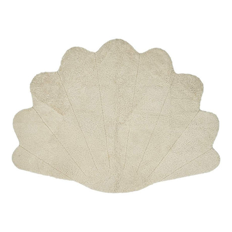 Short Wool Curly Sheepskin Shell Design Rug | 83x59 in