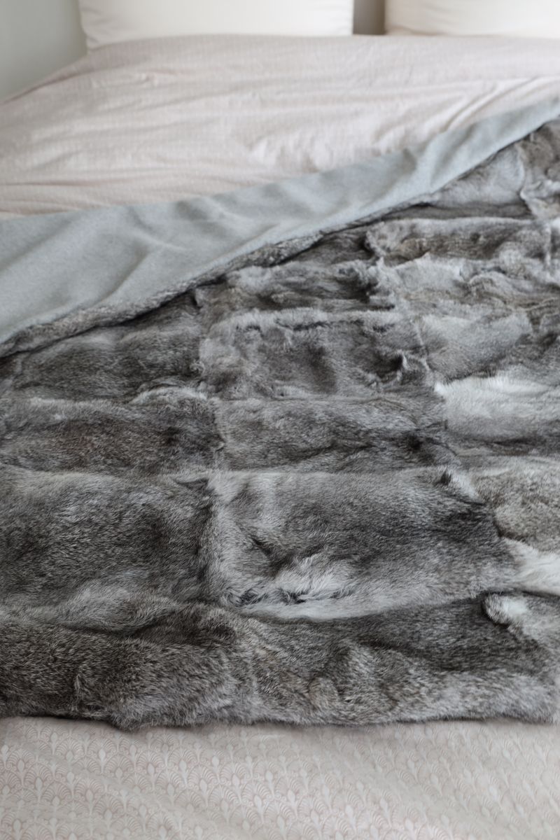 Throw of Rabbit |47x71 in Natural Grey