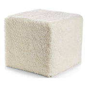 Short Wool Curly Sheepskin Pouf