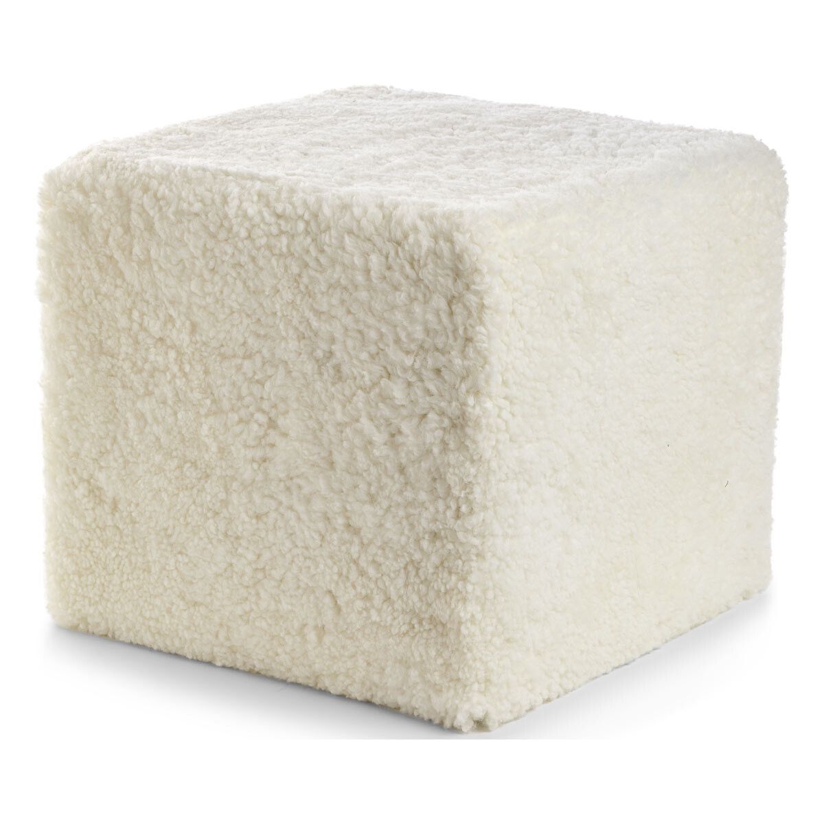 Short Wool Curly Sheepskin Pouf