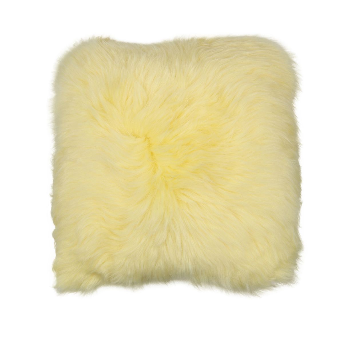 Long-Wool Sheepskin Cushion | 14x14 in Lemon