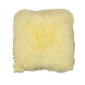 Long-Wool Sheepskin Cushion | 14x14 in Lemon