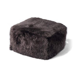 Long Wool Sheepskin Pouf Walnut