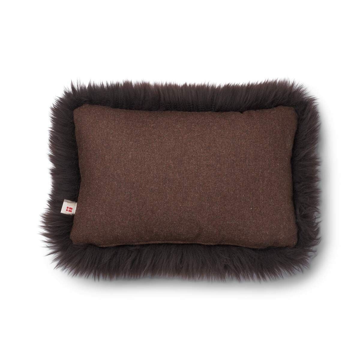 Long-Wool Sheepskin Cushion | 20x20 in | 13x20 in Brown/Chocolate