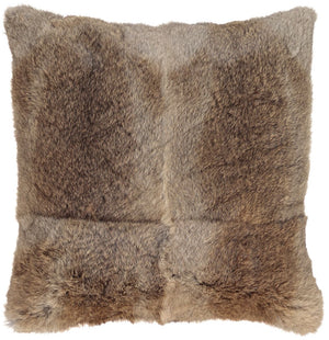 Rabbit/Wool Cushion | 16x16 in Natural Brown