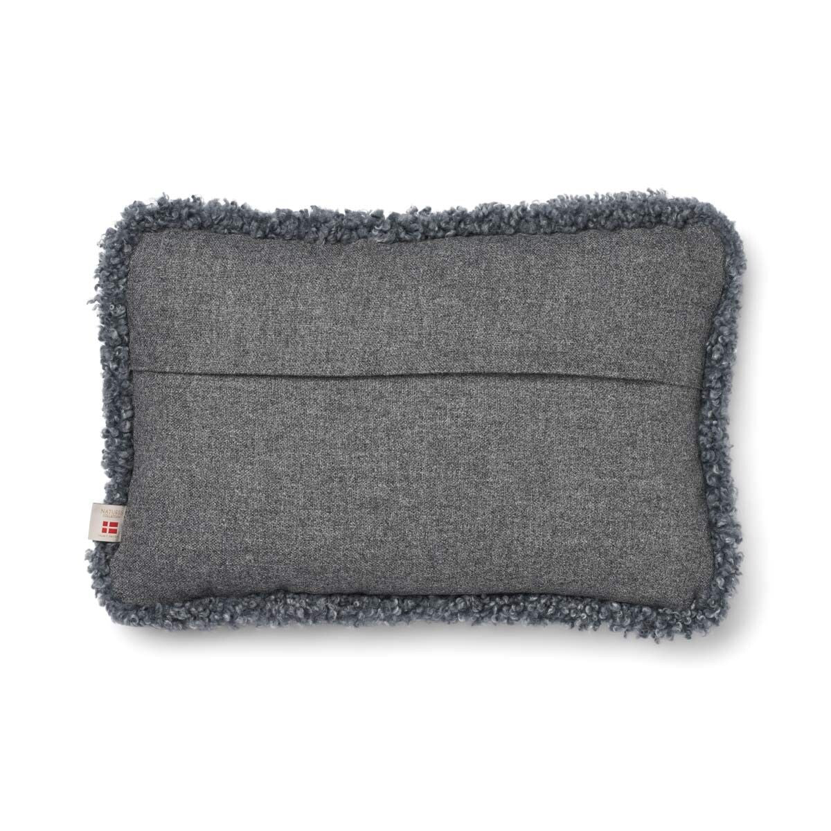 Short-Wool Sheepskin Cushion | SW trim | 34x52 cm Stone/Light Grey