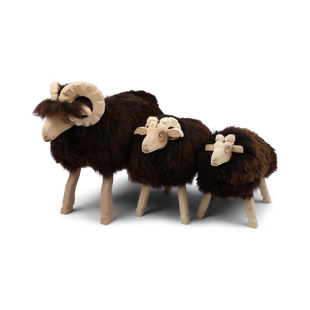 Alpine Sheep Sculpture Natural Brown