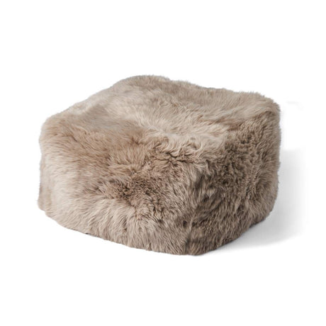 Long Wool Sheepskin Pouf Taupe