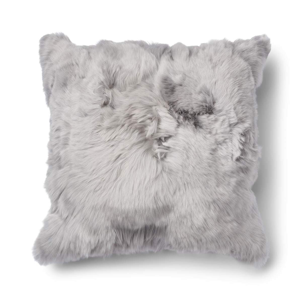 Alpaca Cushion | Long Wool Light Grey