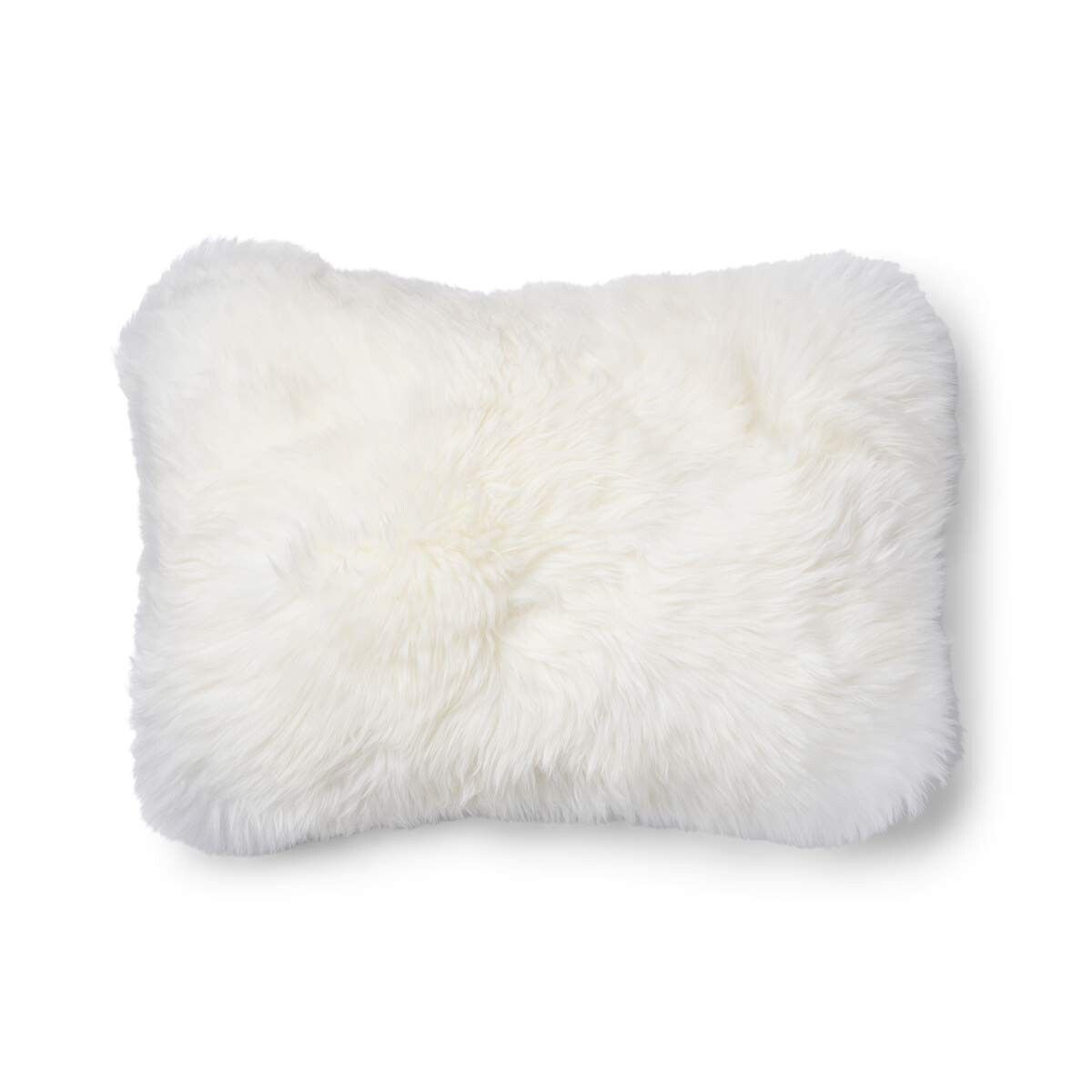 Long-Wool Sheepskin Cushion | 20x20 in | 13x20 in Silver/Ivory