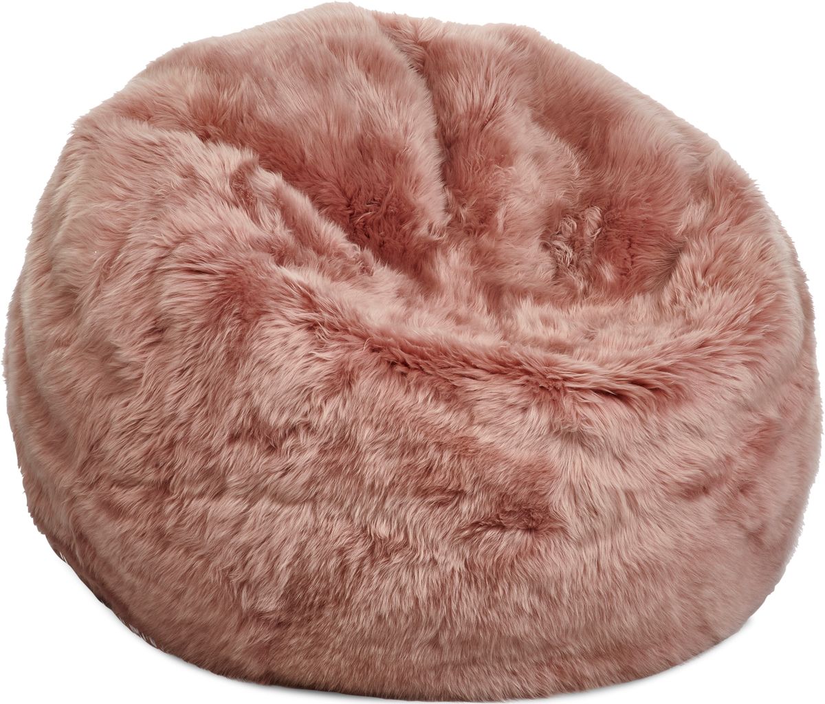 Round Sheepskin Bean Bag | Long Wool | Large | Rose