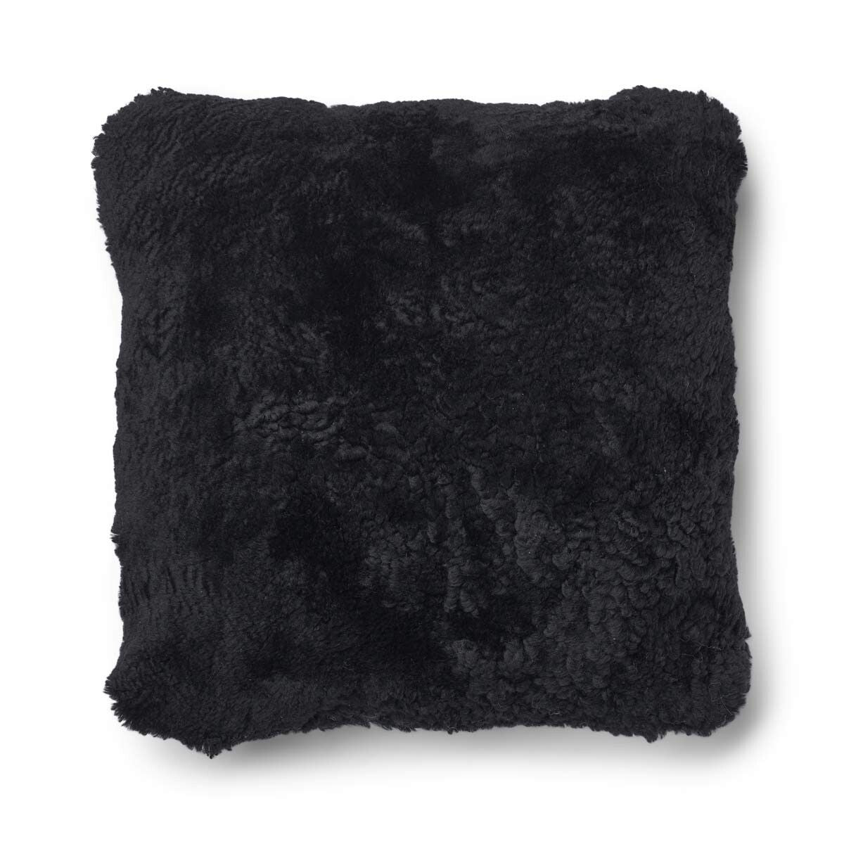 Short-Wool Sheepskin Cushion | 52x52 cm Charcoal/Black