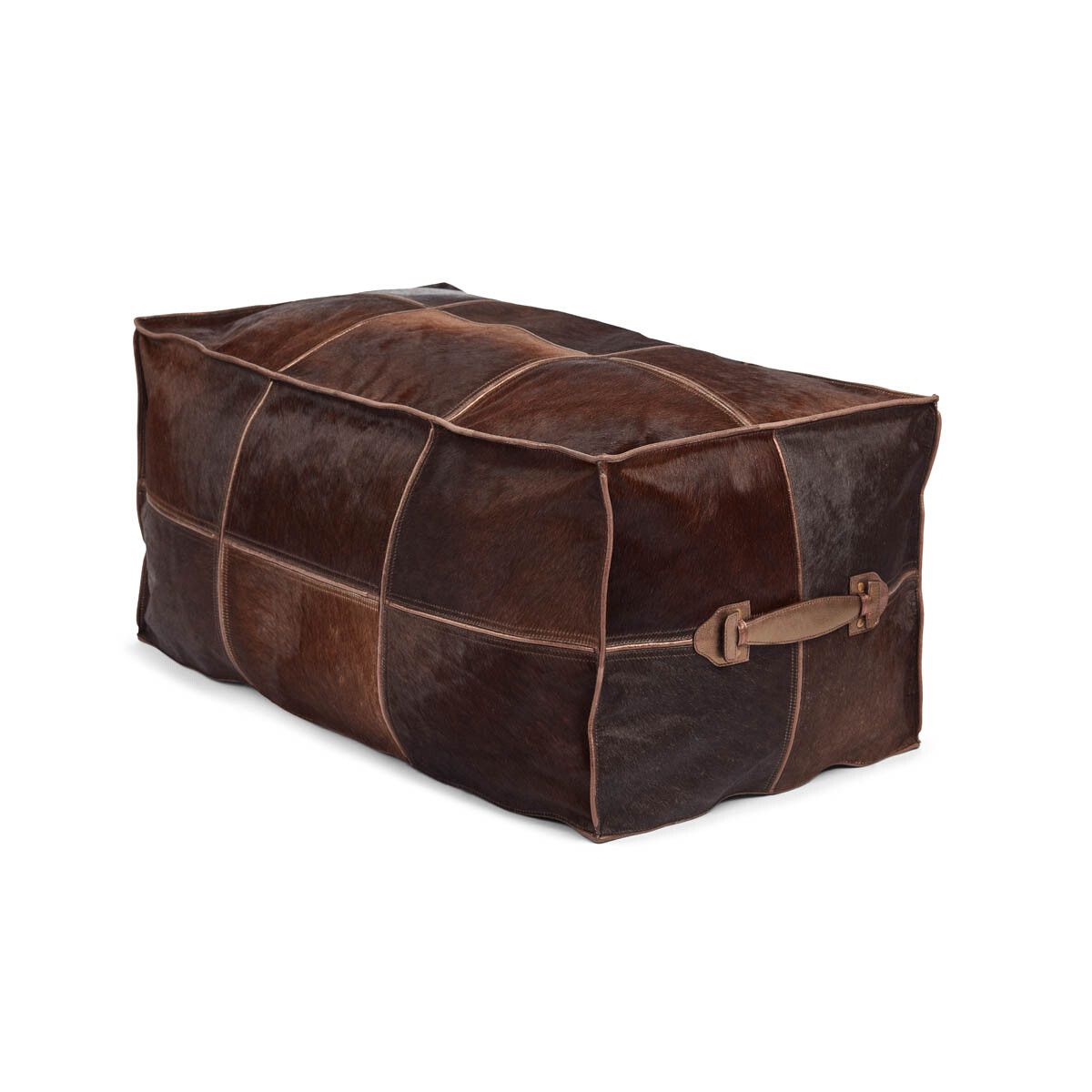 Calf Leather Pouf | Long |32x18x15 in Brown