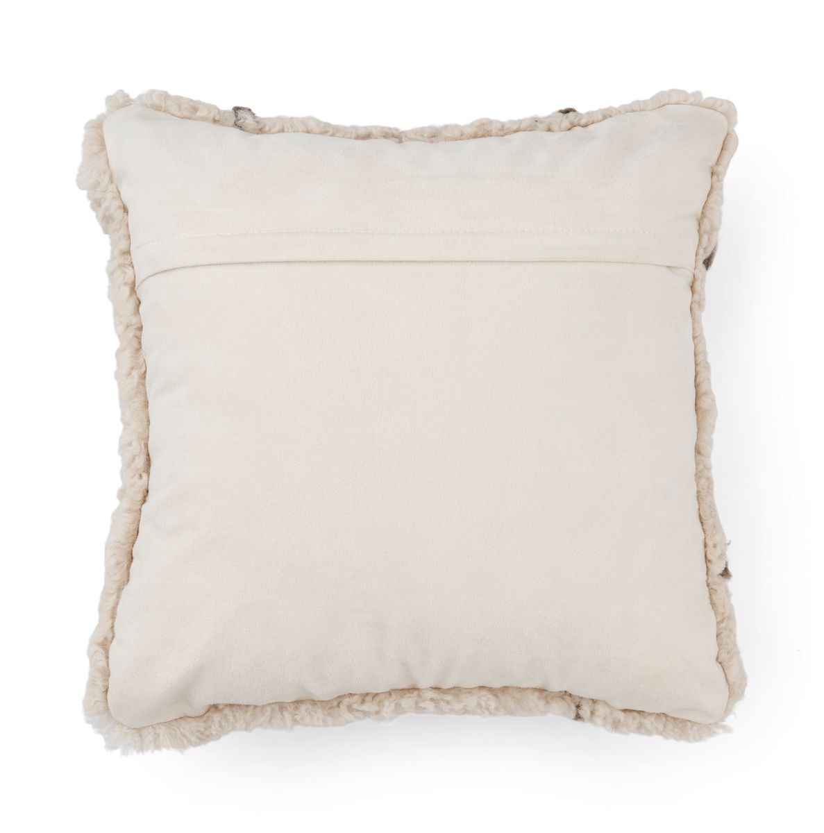 Short-Wool Curly Sheepskin Cushion | 40x40 cm Pearl/Taupe