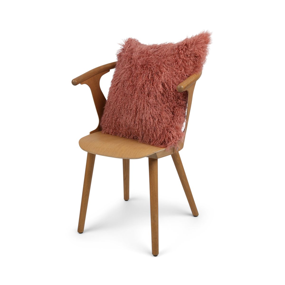 Sheepskin Cushion | Tibet | 20x20 in Old Rose