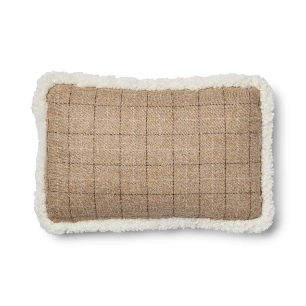 Wool Cushion Rectangular | Doublesided | SW trim | 13x20 in Oatmeal-Beige/Ivory