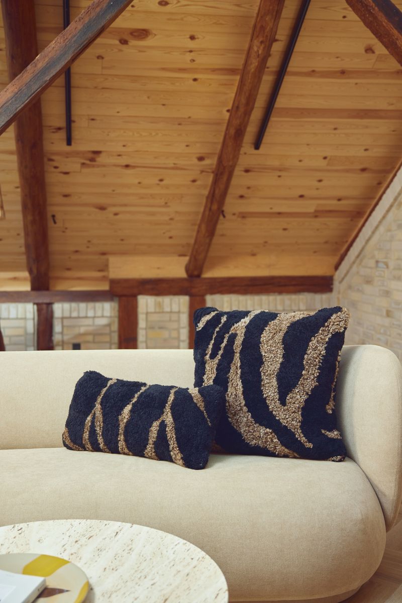 Zebra Cushion | Doublesided | 12x24 in Black/Taupe