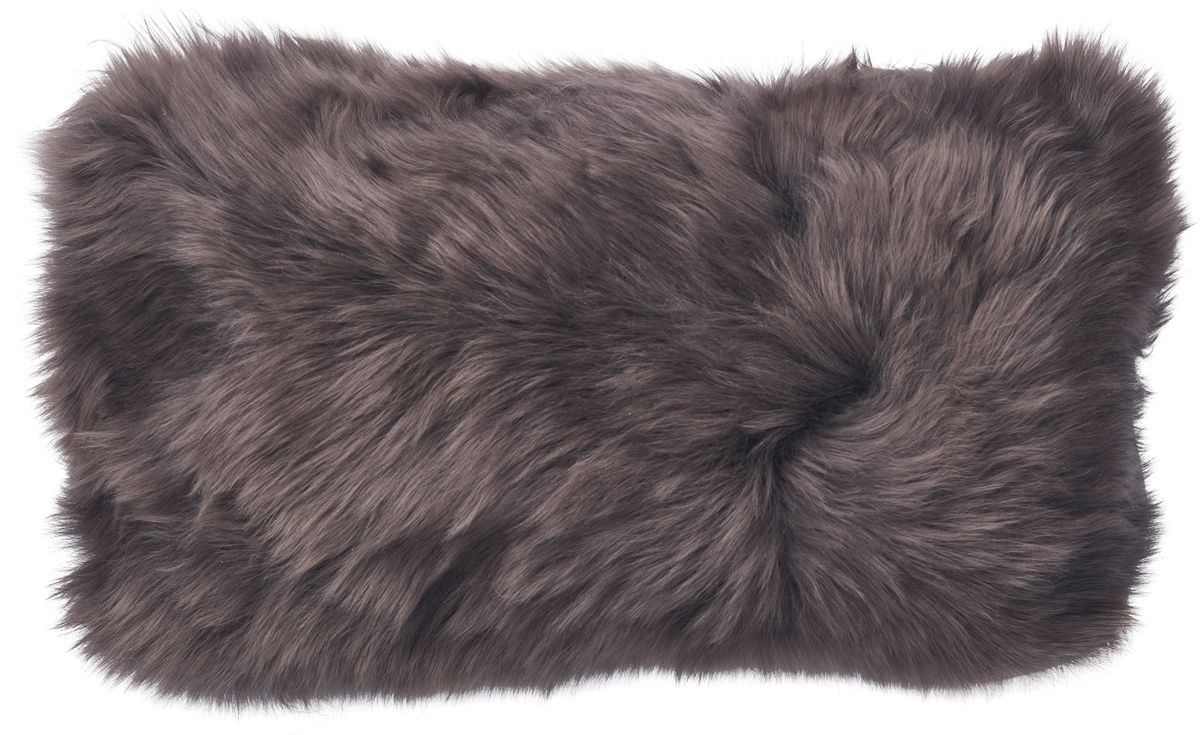 Long-Wool Sheepskin Cushion | Doublesided | New Zealand | 10x20 in Walnut