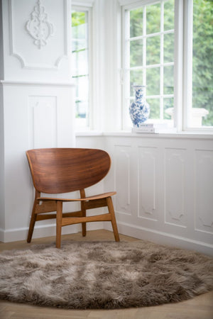 Long Wool Sheepskin Design Rug | D55 in Black