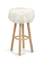 Long Wool Stool Cover Ivory