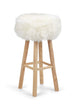 Theo Bar Stool + Cover | Oak Legs | New Zealand Sheepskin Ivory