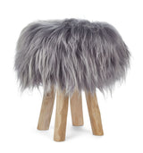 Long Wool Stool Cover Grey Brisa