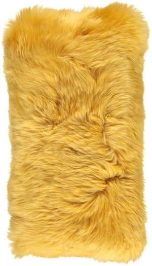 Long-Wool Sheepskin Cushion | 11x22 in Imperial Yellow