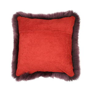 Sheepskin Cushion | Long Wool | New Zealand | Square Aubergine