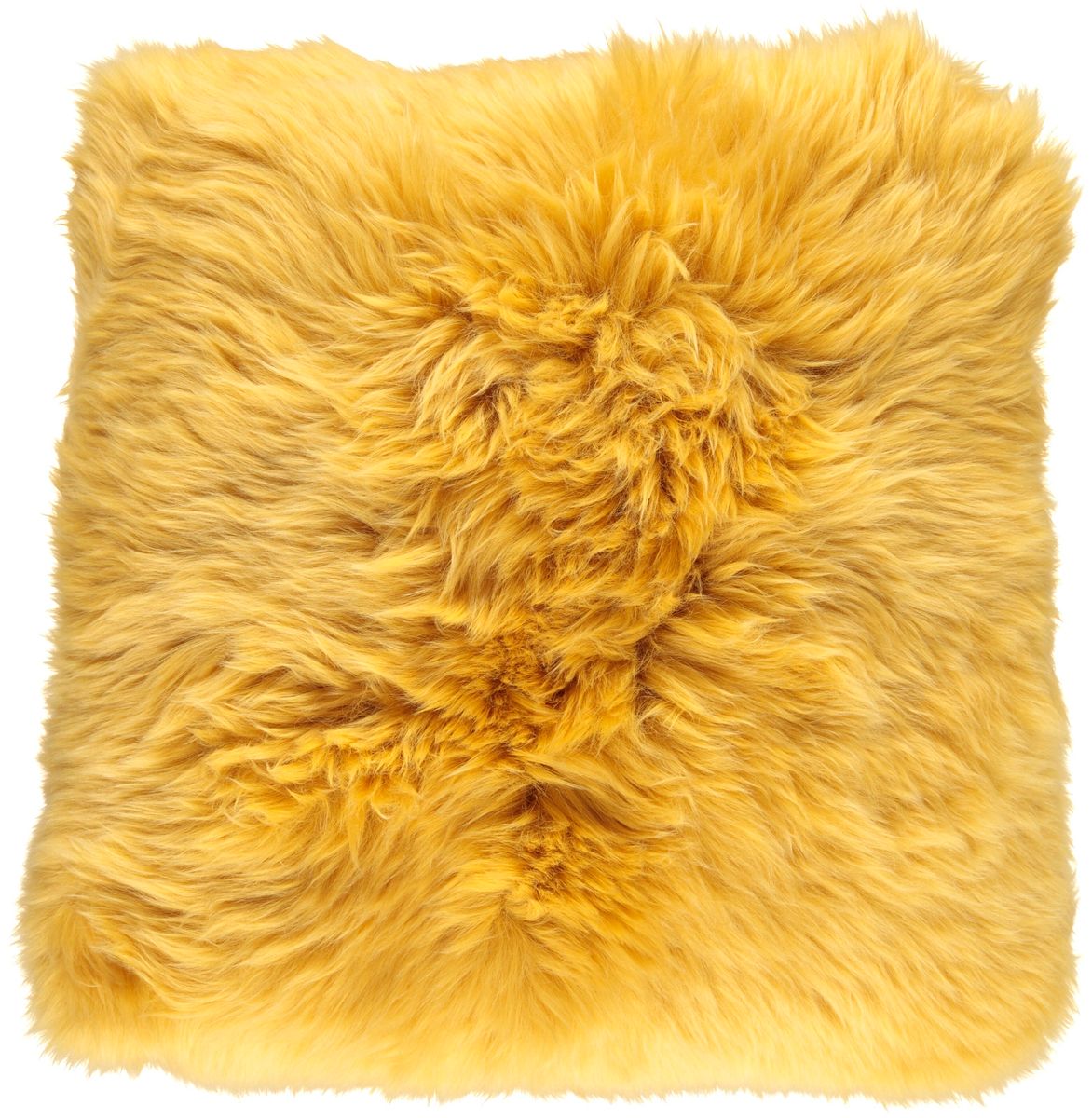 Long-Wool Sheepskin Cushion | 20x20 in Imperial Yellow