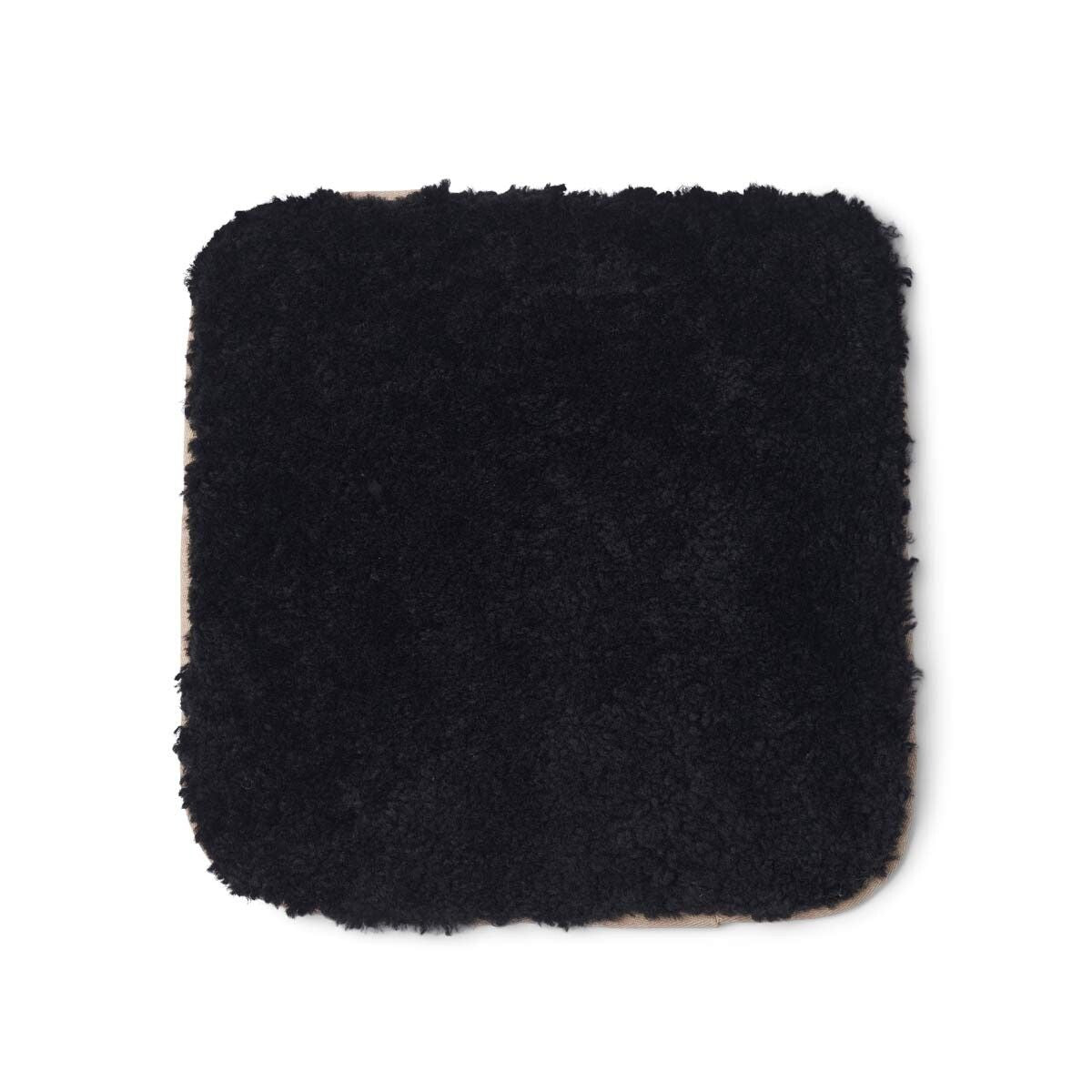 Short Wool Sheepskin Seat Cover Zero Waste Black