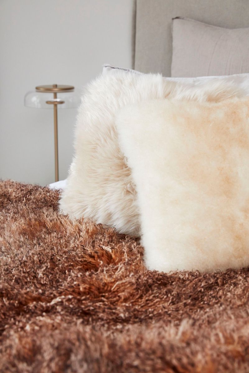 Throw of Curly Sheepskin | 55x71 in Arctic Sunrise