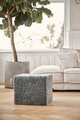 Short Wool Curly Sheepskin Pouf