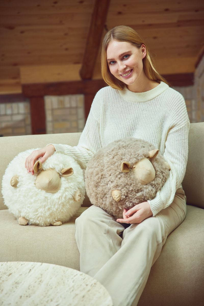 Cute Sheep Cushion | D8 in | D11 in | D13,5 in Taupe