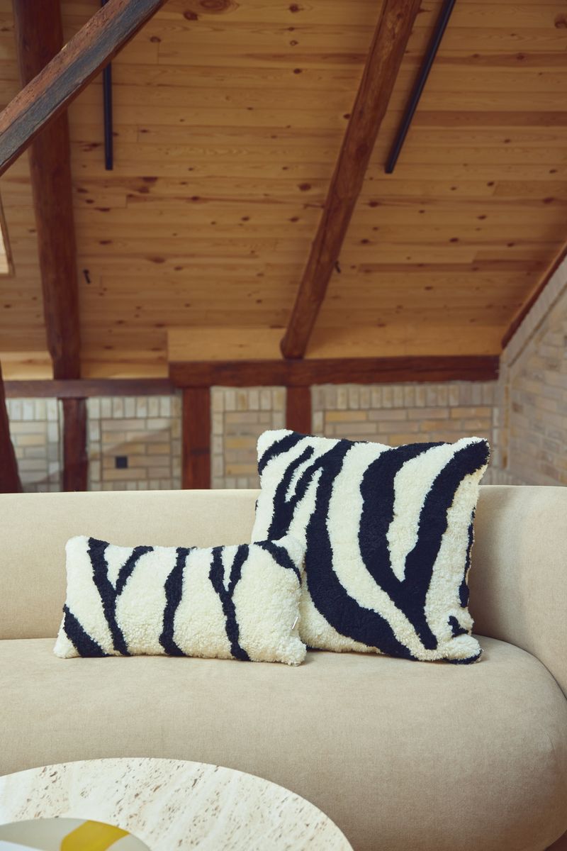Zebra Cushion | Doublesided | 12x24 in Black/Ivory