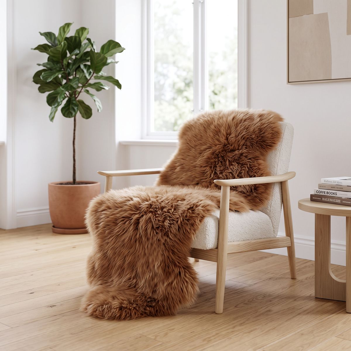 Fellvang Double Lambskin | Long Wool | New Zealand | 63x24 in Champagne