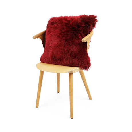 Sheepskin Cushion | Long Wool | New Zealand | Square Burgundy