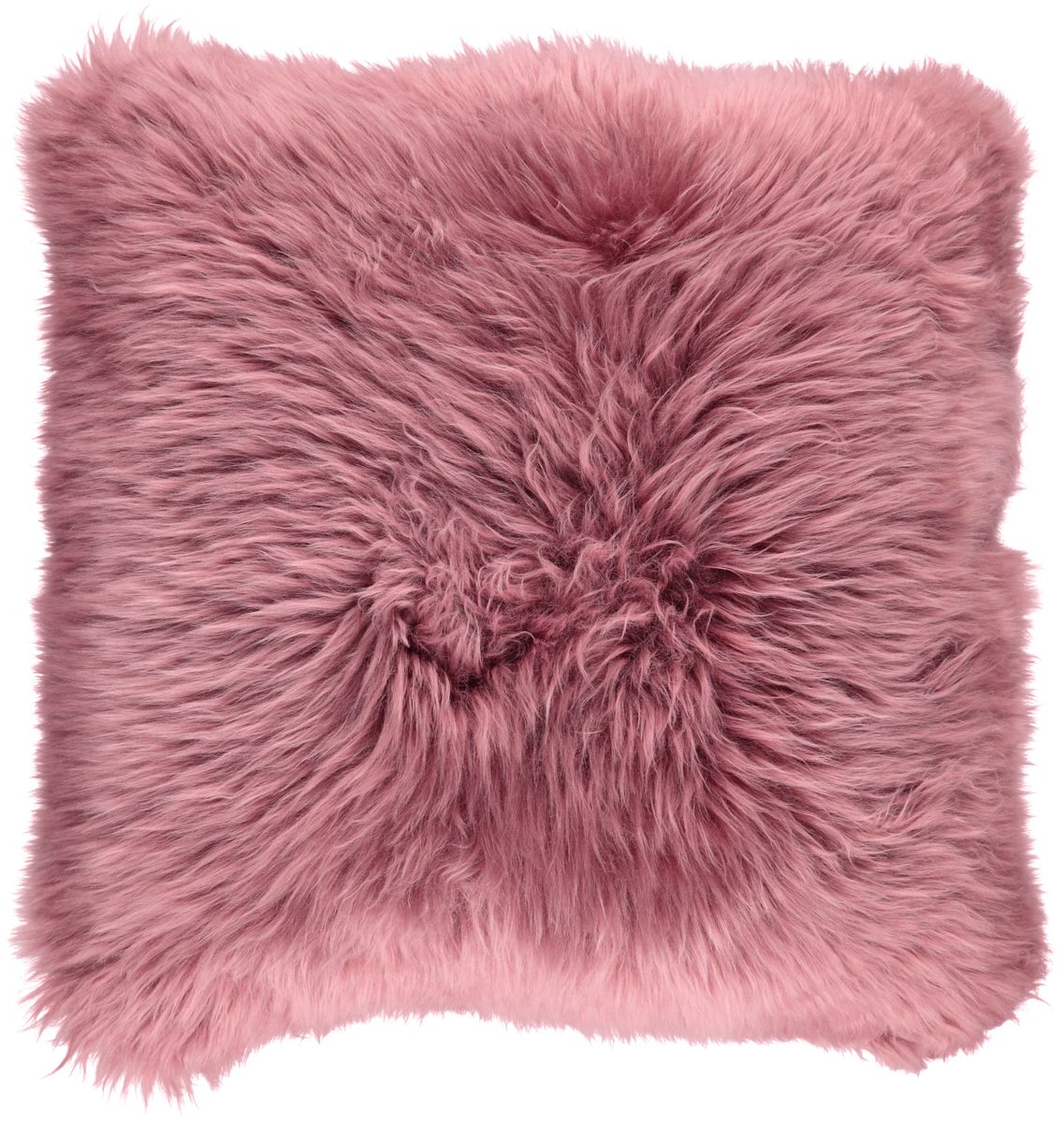 Long-Wool Sheepskin Cushion | 20x20 in Old Rose