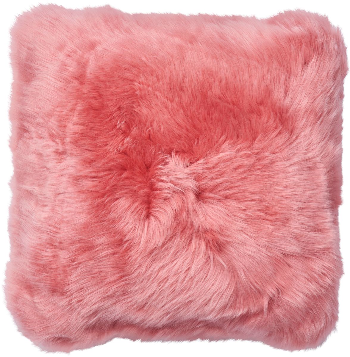 Long-Wool Sheepskin Cushion | Doublesided | New Zealand | 18x18 in Coral Lantana
