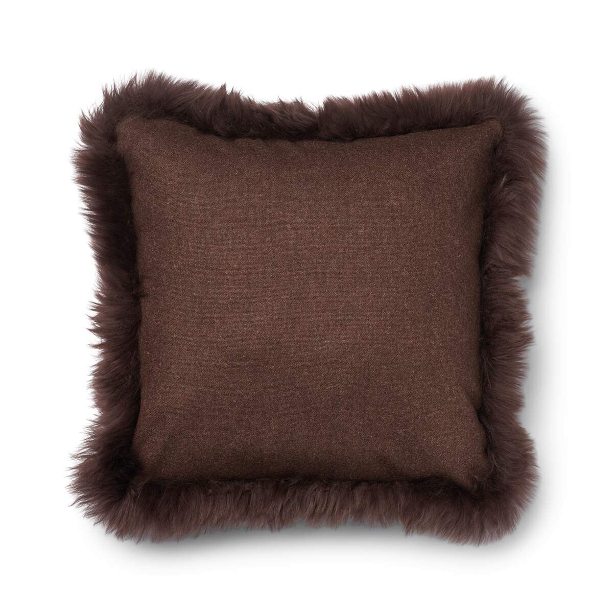 Wool Cushion | LW trim | 20x20 in | 13x20 in Brown/Chocolate