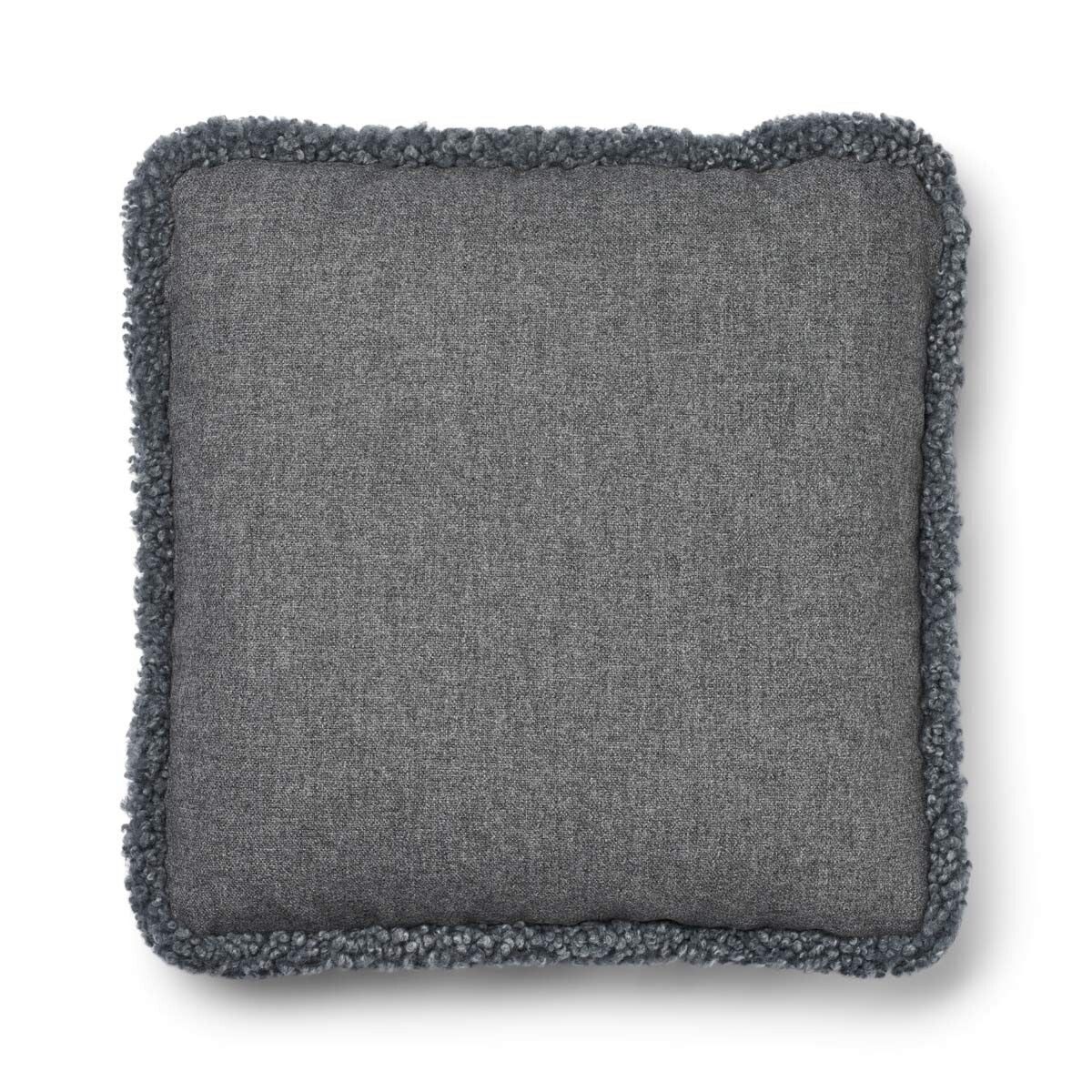 Short-Wool Sheepskin Cushion | SW trim | 52x52 cm Stone/Light Grey