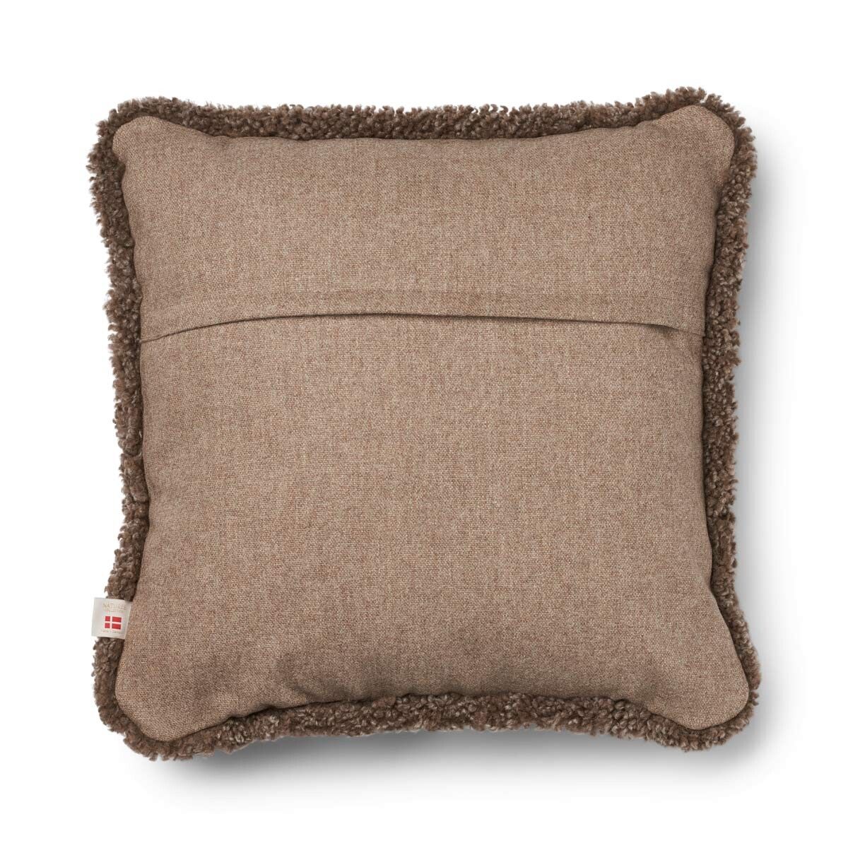 Short-Wool Sheepskin Cushion | SW trim | 20x20 in Beige/Taupe